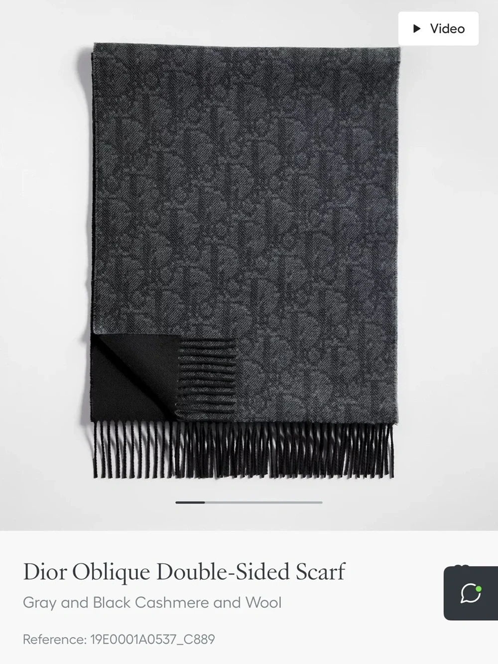 Dior Double-Sided Oblique Scarf in Gray and Black